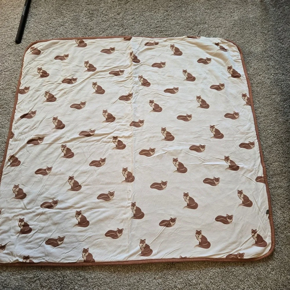 Kyte Fox Bamboo Viscose Reversible Quilted Baby Blanket Rust Brown